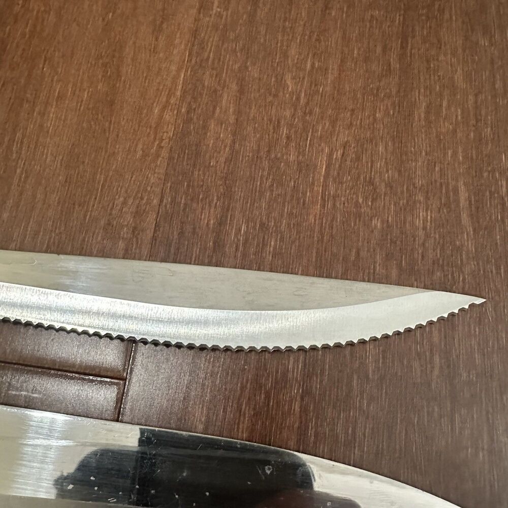 CUTCO 1725 French Chefs Knife 1723 Serrated Carving Knife 9” Brown Handle USA - Picture 14 of 16